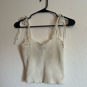 White crop top with tied shoulder